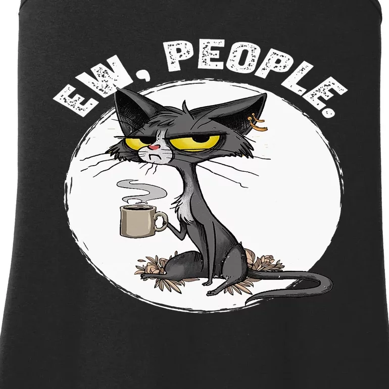 black cat tees funny wo ew people meowy cat lovers Ladies Essential Tank