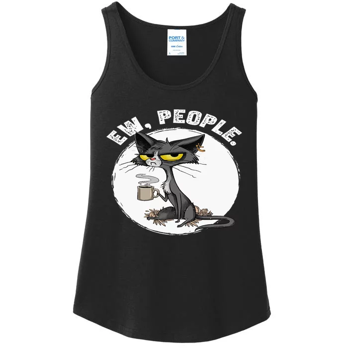 black cat tees funny wo ew people meowy cat lovers Ladies Essential Tank