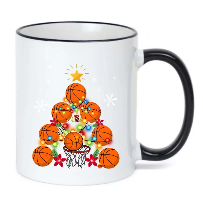 Basketball Christmas Tree Holiday Season Matching Team Black Color Changing Mug