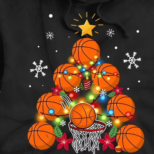 Basketball Christmas Tree Holiday Season Matching Team Tie Dye Hoodie