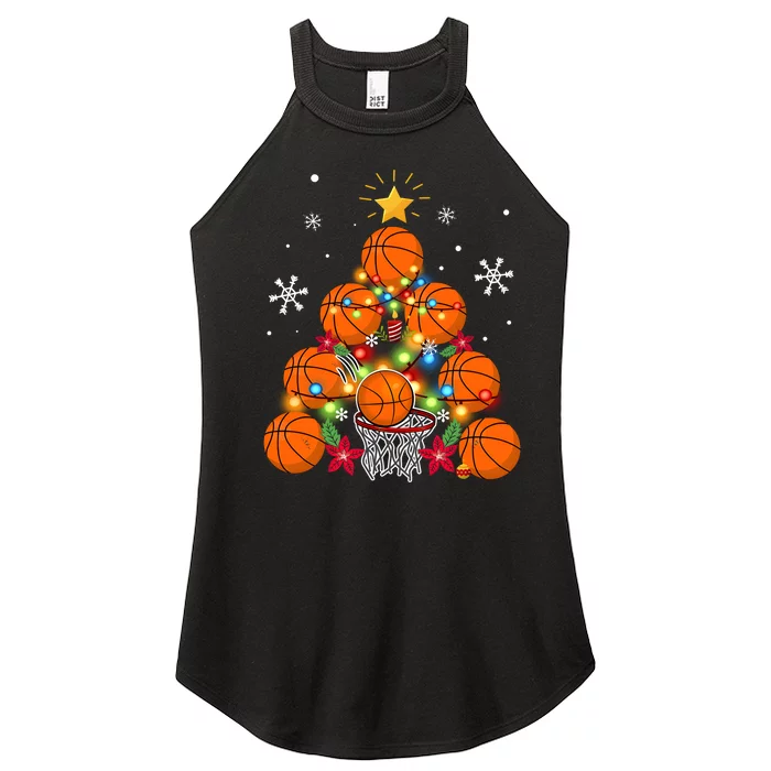 Basketball Christmas Tree Holiday Season Matching Team Women’s Perfect Tri Rocker Tank