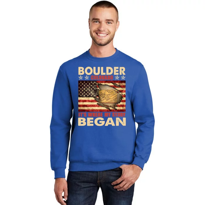 Boulder Colorado Usa Flag Independence Day Great Gift Tall Sweatshirt