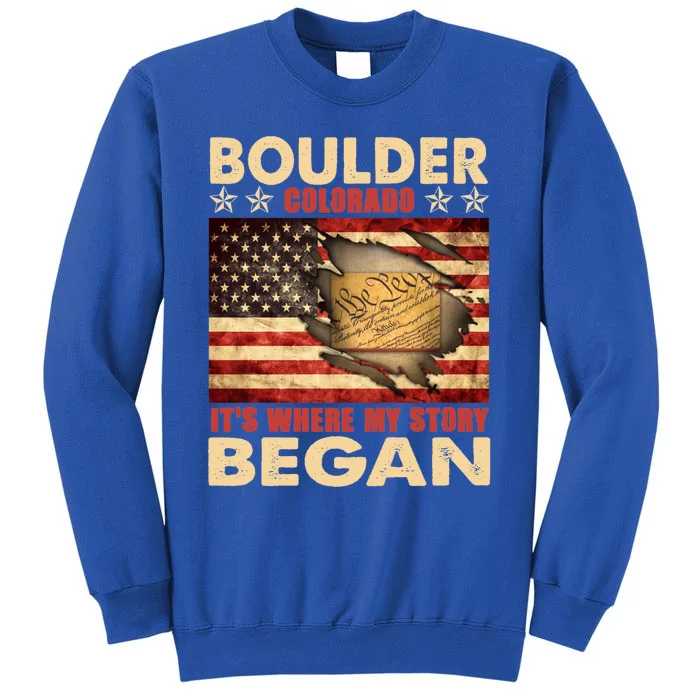 Boulder Colorado Usa Flag Independence Day Great Gift Tall Sweatshirt