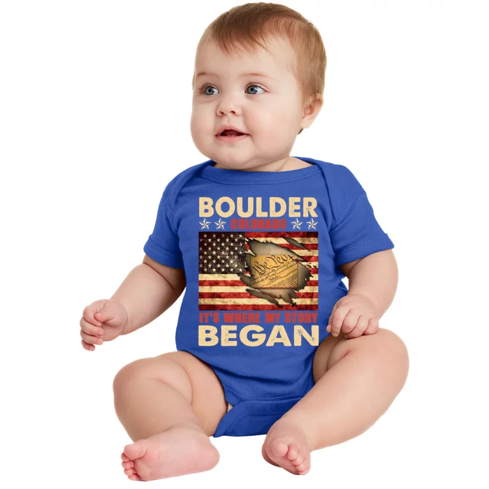 Boulder Colorado Usa Flag Independence Day Great Gift Baby Bodysuit