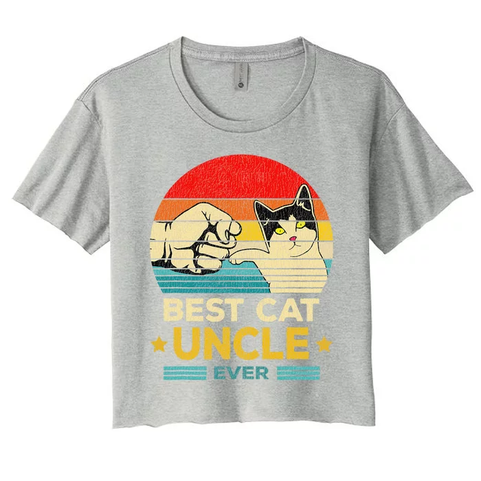 Best Cat Uncle Ever Vintage Cat Uncle Father Day Gift Women's Crop Top Tee