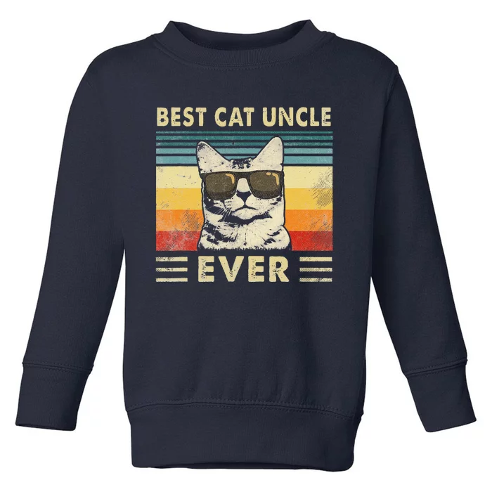 Best Cat Uncle Ever Vintage Retro Cat Dad Father Day Toddler Sweatshirt