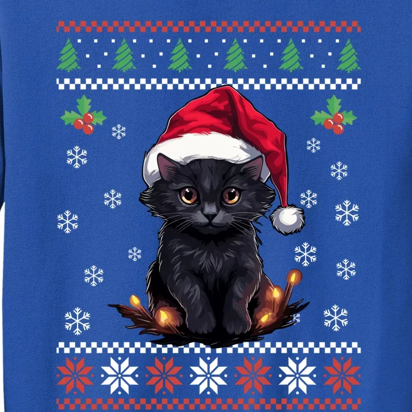 Black Cat Ugly Christmas Sweater Xmas Kitten For Adults Cool Gift Tall Sweatshirt