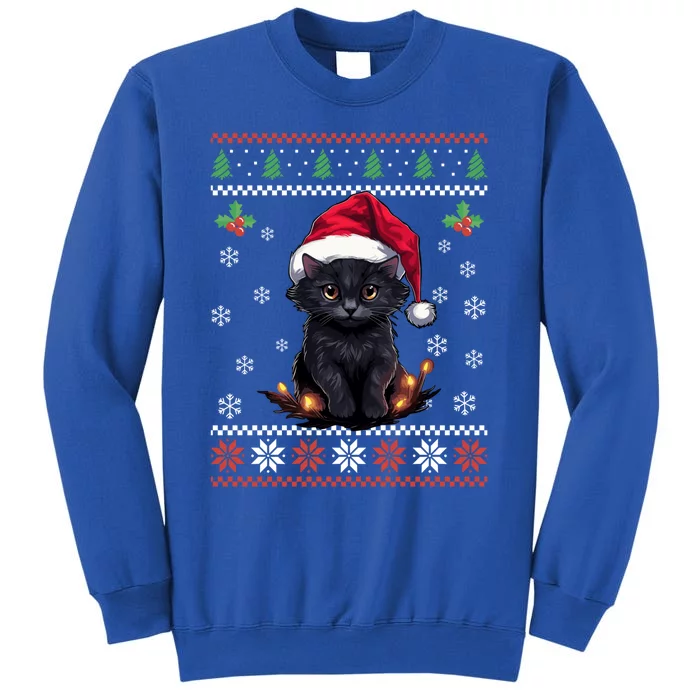 Black Cat Ugly Christmas Sweater Xmas Kitten For Adults Cool Gift Tall Sweatshirt