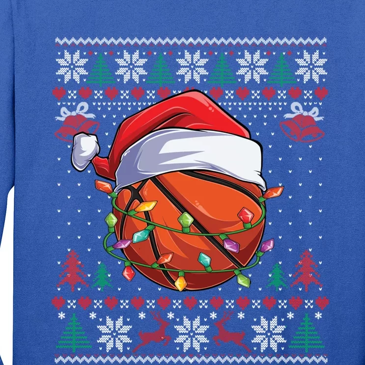 Basketball Christmas Ugly Sweater Funny Santa Sport Gift Long Sleeve Shirt