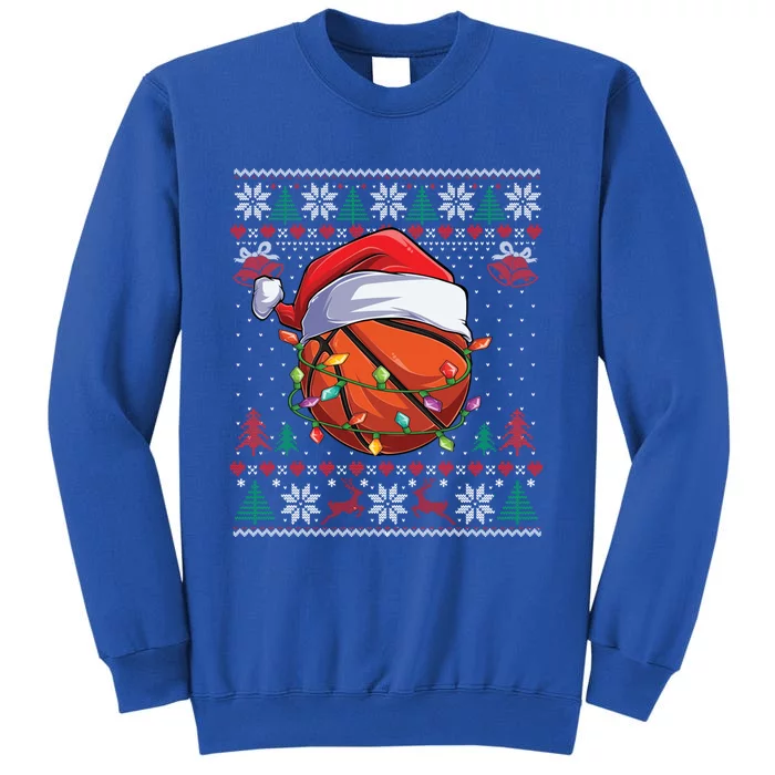 Basketball Christmas Ugly Sweater Funny Santa Sport Gift Tall Sweatshirt