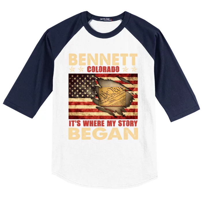 Bennett Colorado Usa Flag Independence Day Gift Baseball Sleeve Shirt