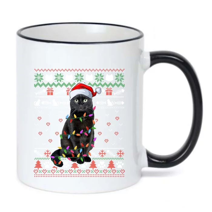 Black Cat Ugly Christmas Sweater Cats Lover Gift Black Color Changing Mug