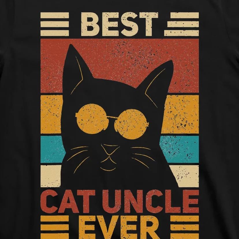 Best Cat Uncle Ever  Cat Lover Black Cat Themed Funny Cat T-Shirt