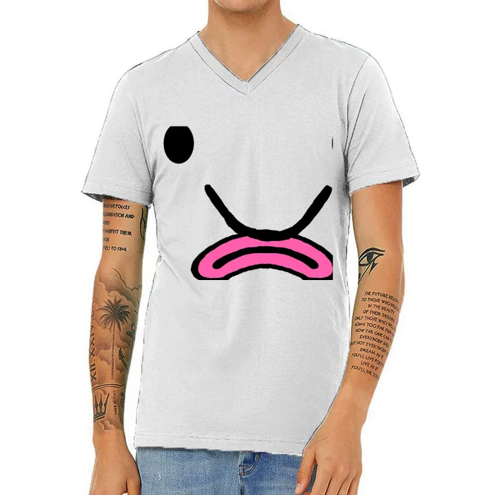 Blobfish Costume Ugly Blob Fish Face Grumpy Grouch V-Neck T-Shirt