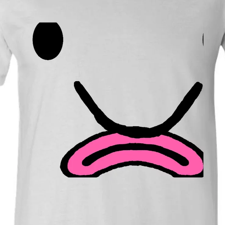 Blobfish Costume Ugly Blob Fish Face Grumpy Grouch V-Neck T-Shirt