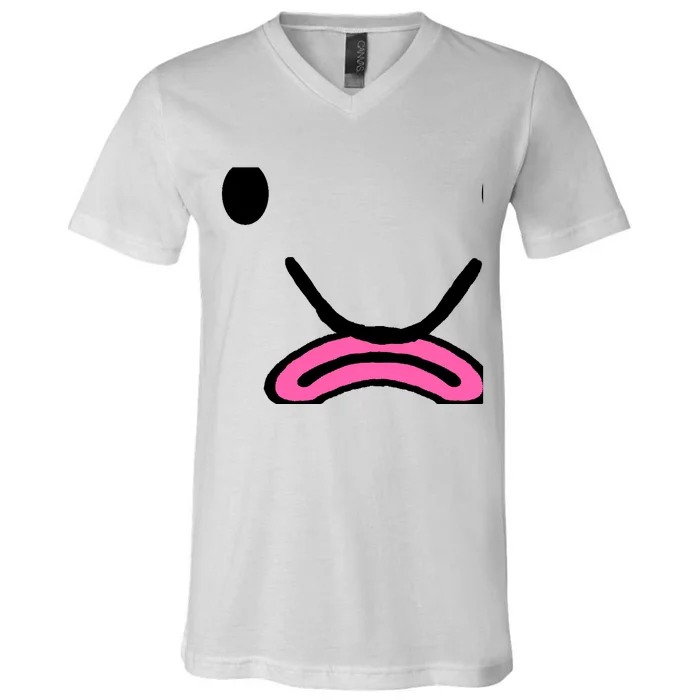 Blobfish Costume Ugly Blob Fish Face Grumpy Grouch V-Neck T-Shirt