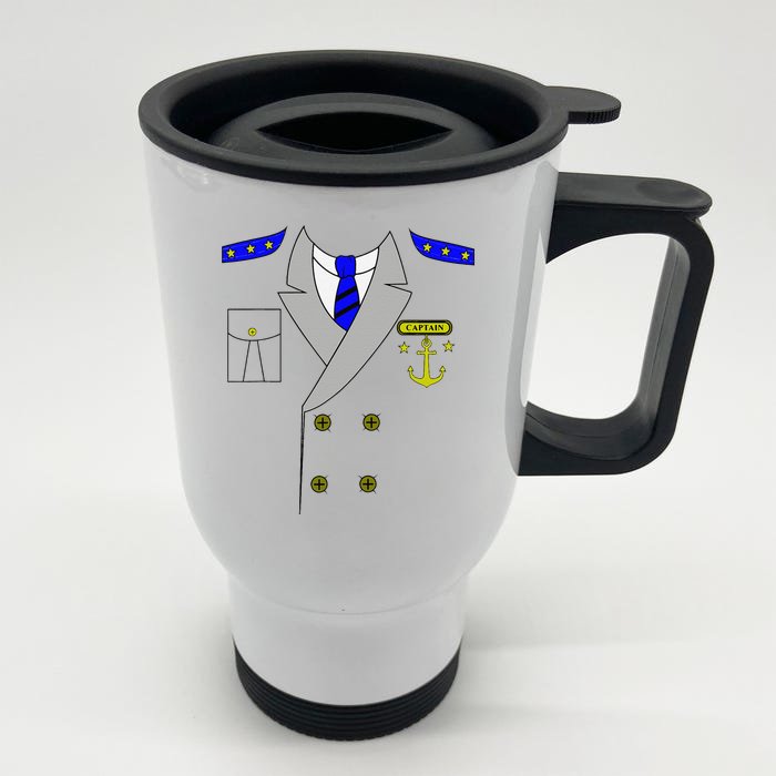 Boat Captain Uniform Costume Halloween Gift Front & Back Stainless Steel Travel Mug