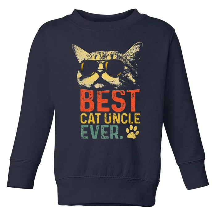 Best Cat Uncle Ever Vintage Cat Lover Cool Sunglasses Funny Toddler Sweatshirt