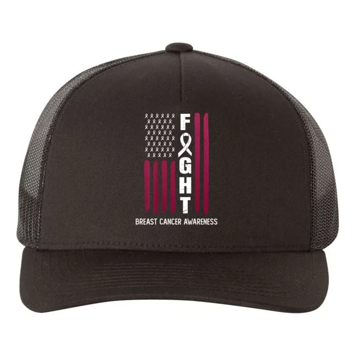 Breast Cancer Usa Flag Yupoong Adult 5-Panel Trucker Hat