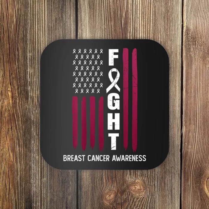 Breast Cancer Usa Flag Coaster