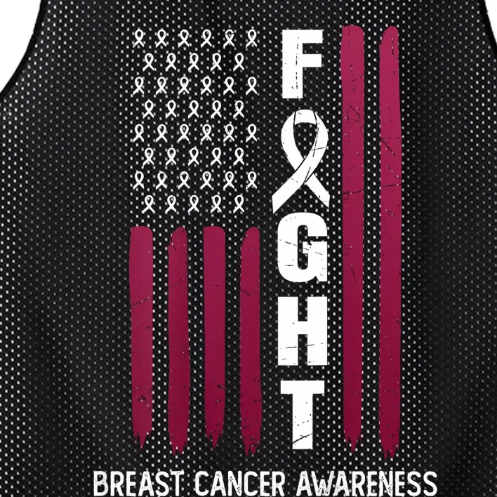 Breast Cancer Usa Flag Mesh Reversible Basketball Jersey Tank