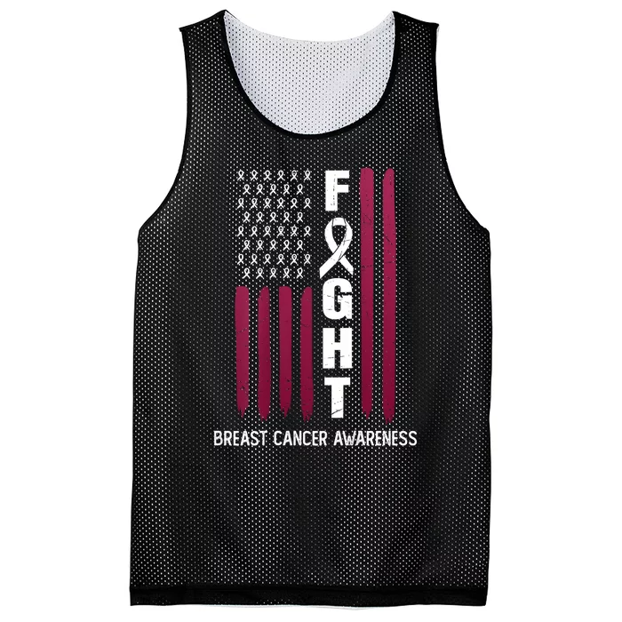 Breast Cancer Usa Flag Mesh Reversible Basketball Jersey Tank