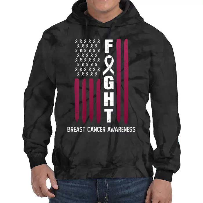 Breast Cancer Usa Flag Tie Dye Hoodie