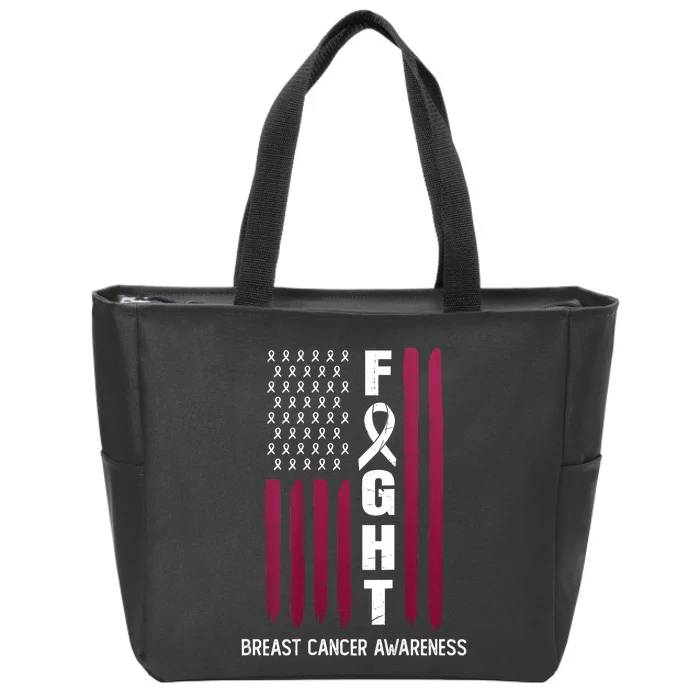 Breast Cancer Usa Flag Zip Tote Bag