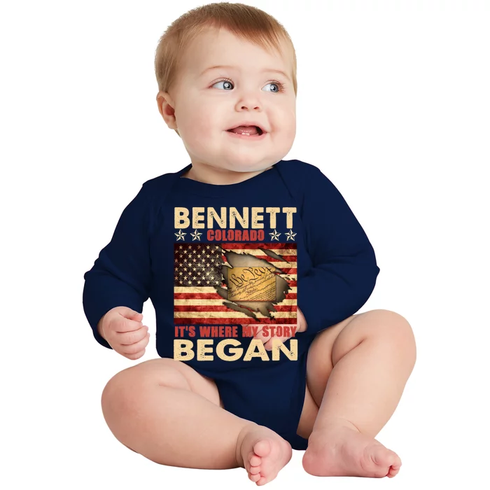 Bennett Colorado Usa Flag Independence Day Great Gift Baby Long Sleeve Bodysuit