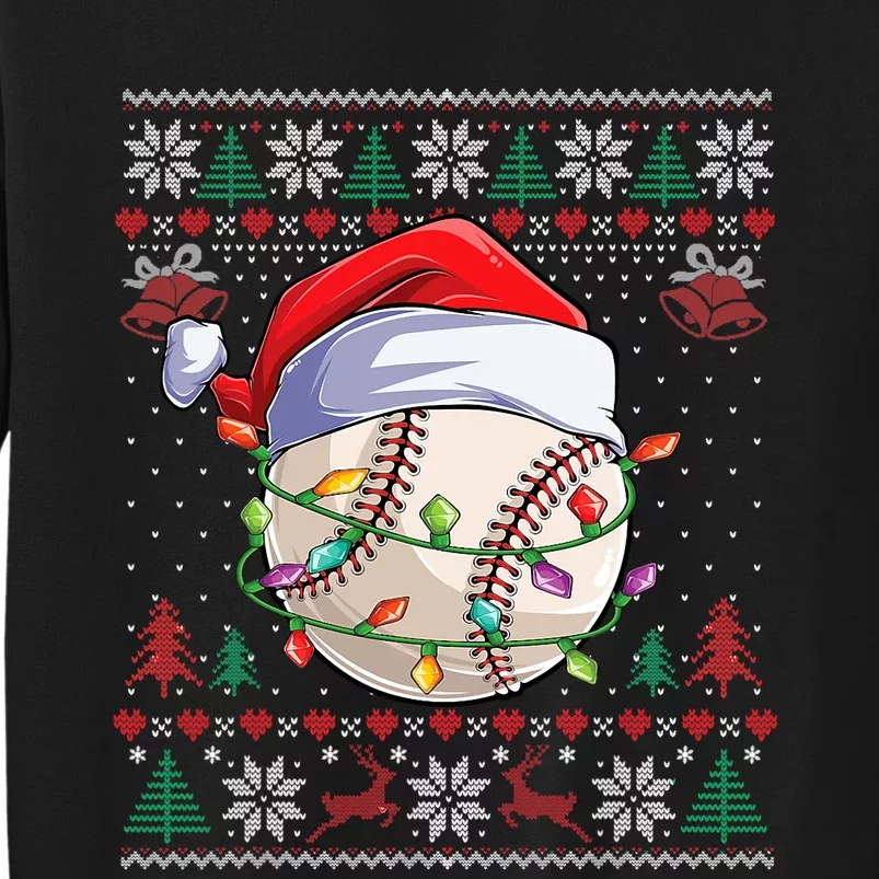 Baseball Christmas Ugly Sweater Funny Santa Sport Tall Sweatshirt