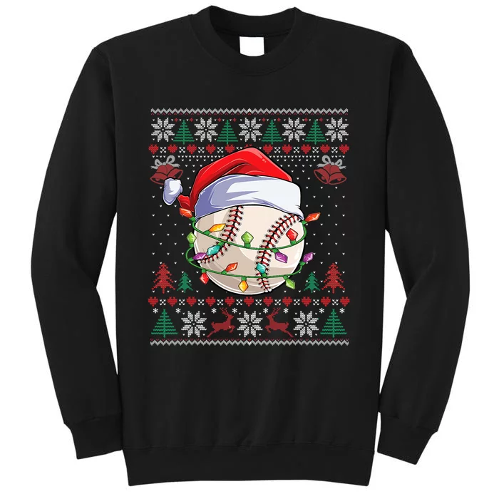 Baseball Christmas Ugly Sweater Funny Santa Sport Tall Sweatshirt