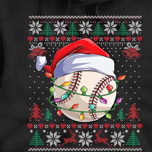 Baseball Christmas Ugly Sweater Funny Santa Sport Tie Dye Hoodie