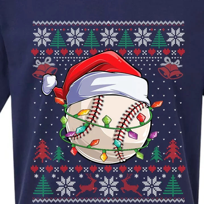 Baseball Christmas Ugly Sweater Funny Santa Sport Sueded Cloud Jersey T-Shirt