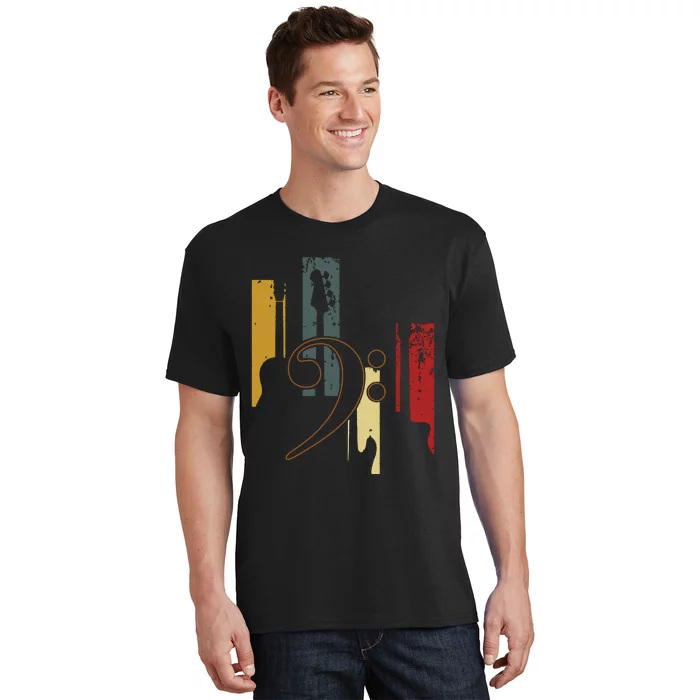 Bass Clef Vintage Bass Guitar Players Music Vintage Guitar T-Shirt