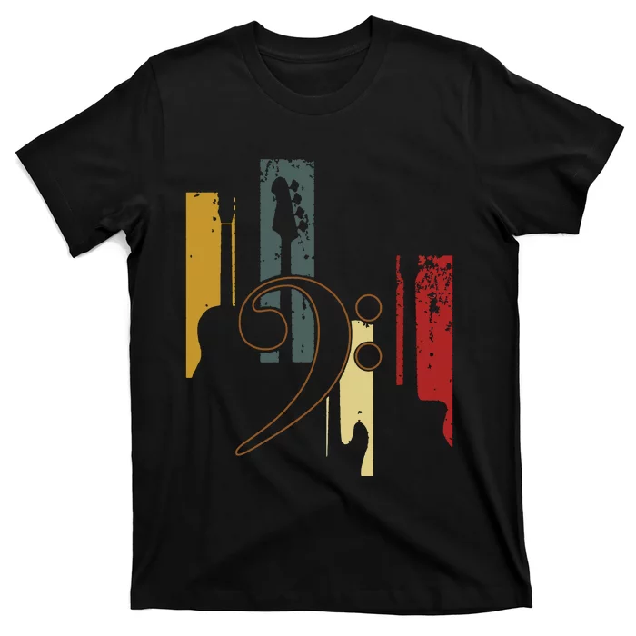 Bass Clef Vintage Bass Guitar Players Music Vintage Guitar T-Shirt