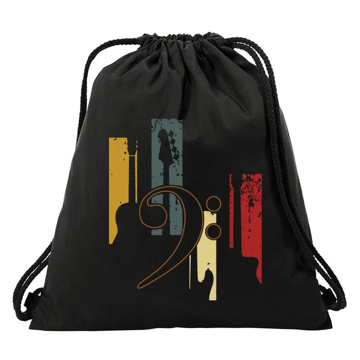 Bass Clef Vintage Bass Guitar Players Music Vintage Guitar Drawstring Bag