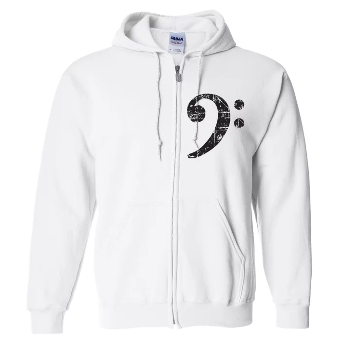 Bass Clef Vintage Black Bassist Bass Player Full Zip Hoodie