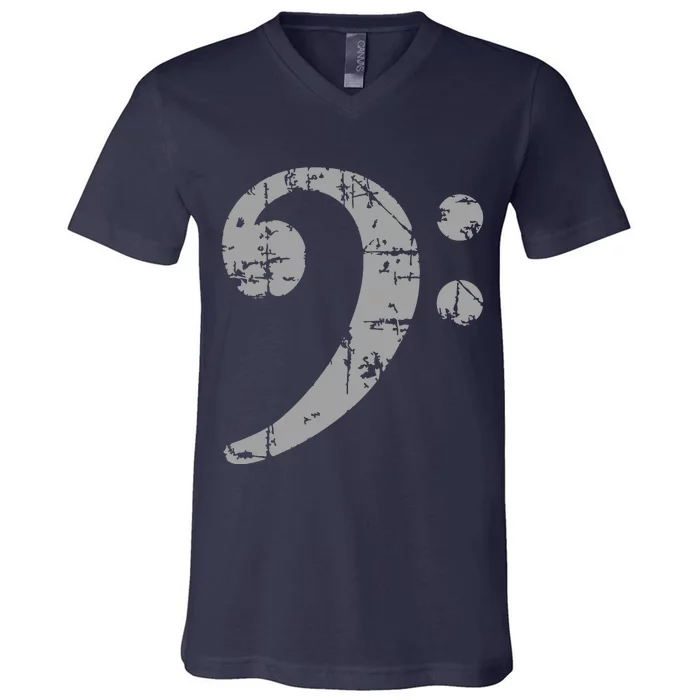 Bass Clef Vintage Gray Bass Players V-Neck T-Shirt