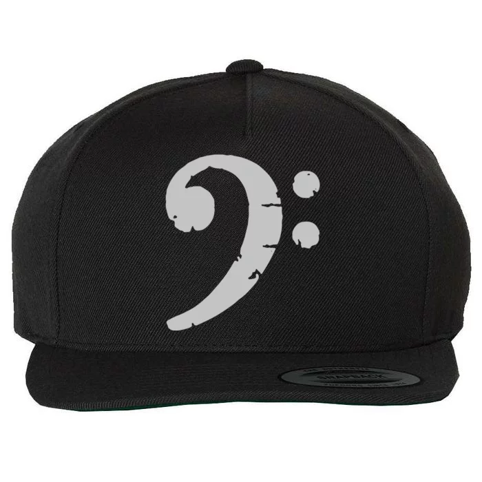 Bass Clef Vintage Gray Left Bassist Bass Player Wool Snapback Cap