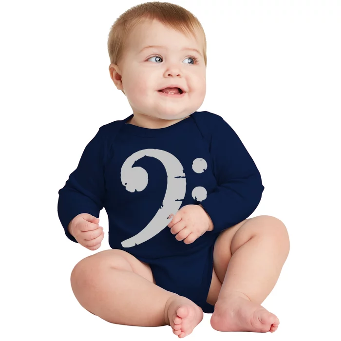 Bass Clef Vintage Gray Left Bassist Bass Player Baby Long Sleeve Bodysuit