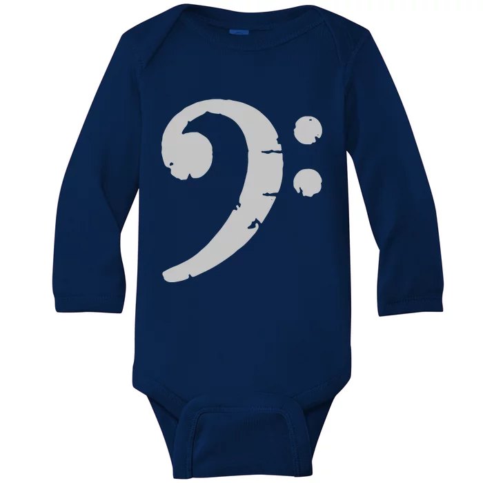 Bass Clef Vintage Gray Left Bassist Bass Player Baby Long Sleeve Bodysuit