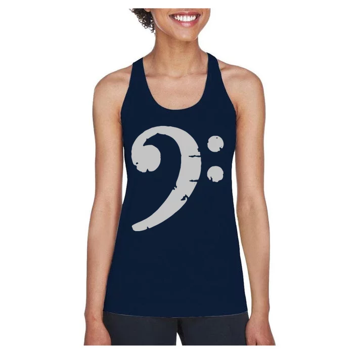 Bass Clef Vintage Gray Left Bassist Bass Player Women's Racerback Tank