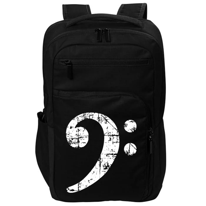 Bass Clef Vintage White Bassist Bass Player Impact Tech Backpack