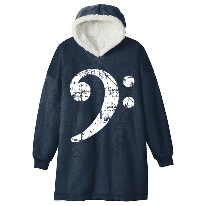 Bass Clef Vintage White Bassist Bass Player Hooded Wearable Blanket