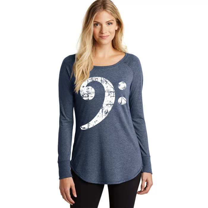 Bass Clef Vintage White Bassist Bass Player Women's Perfect Tri Tunic Long Sleeve Shirt