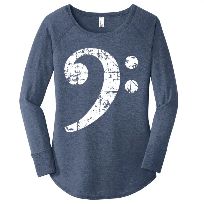 Bass Clef Vintage White Bassist Bass Player Women's Perfect Tri Tunic Long Sleeve Shirt