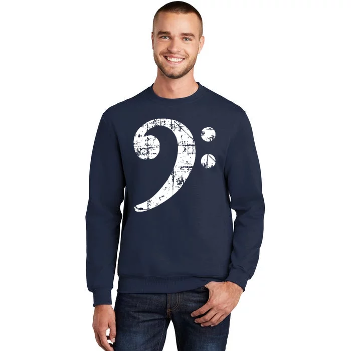 Bass Clef Vintage White Bassist Bass Player Tall Sweatshirt