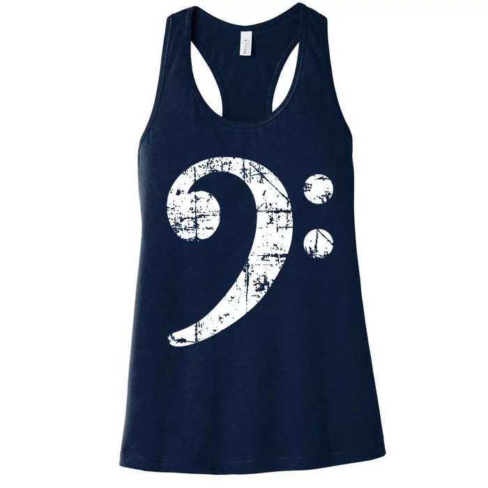 Bass Clef Vintage White Bassist Bass Player Women's Racerback Tank