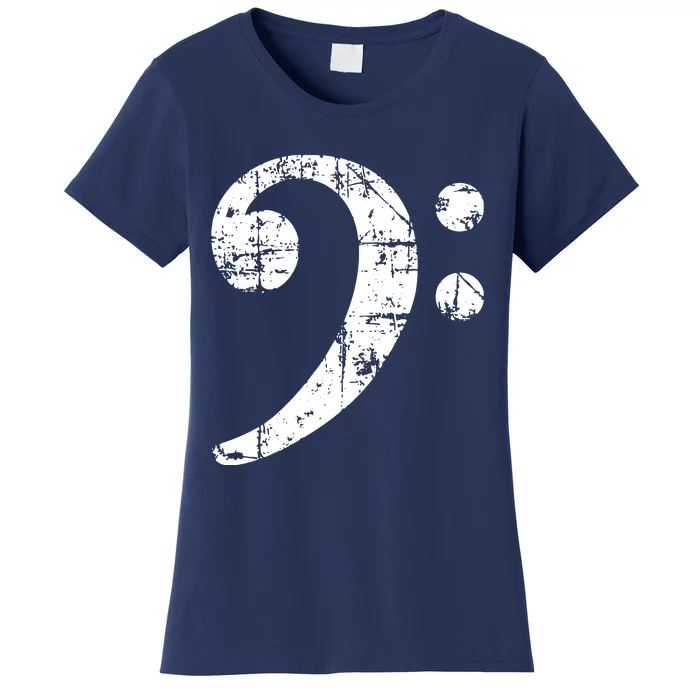 Bass Clef Vintage White Bassist Bass Player Women's T-Shirt