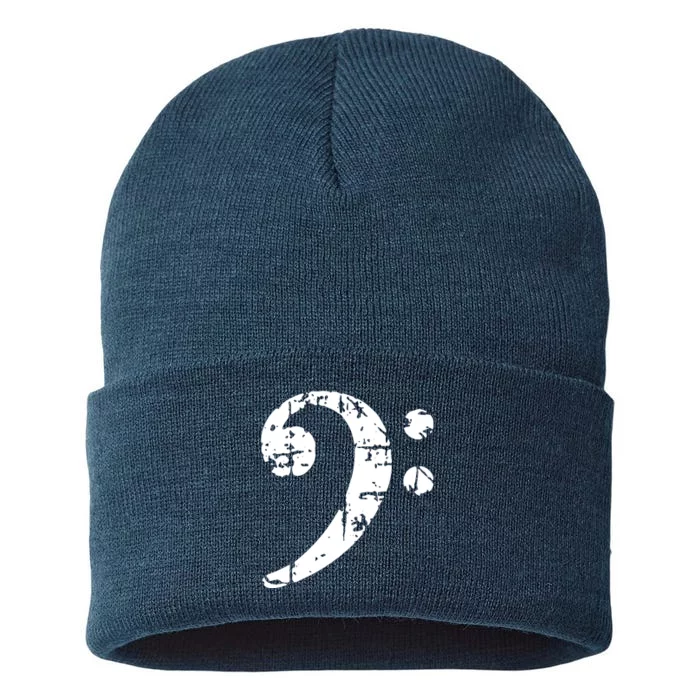 Bass Clef Vintage Bassist Bass Player Sustainable Knit Beanie